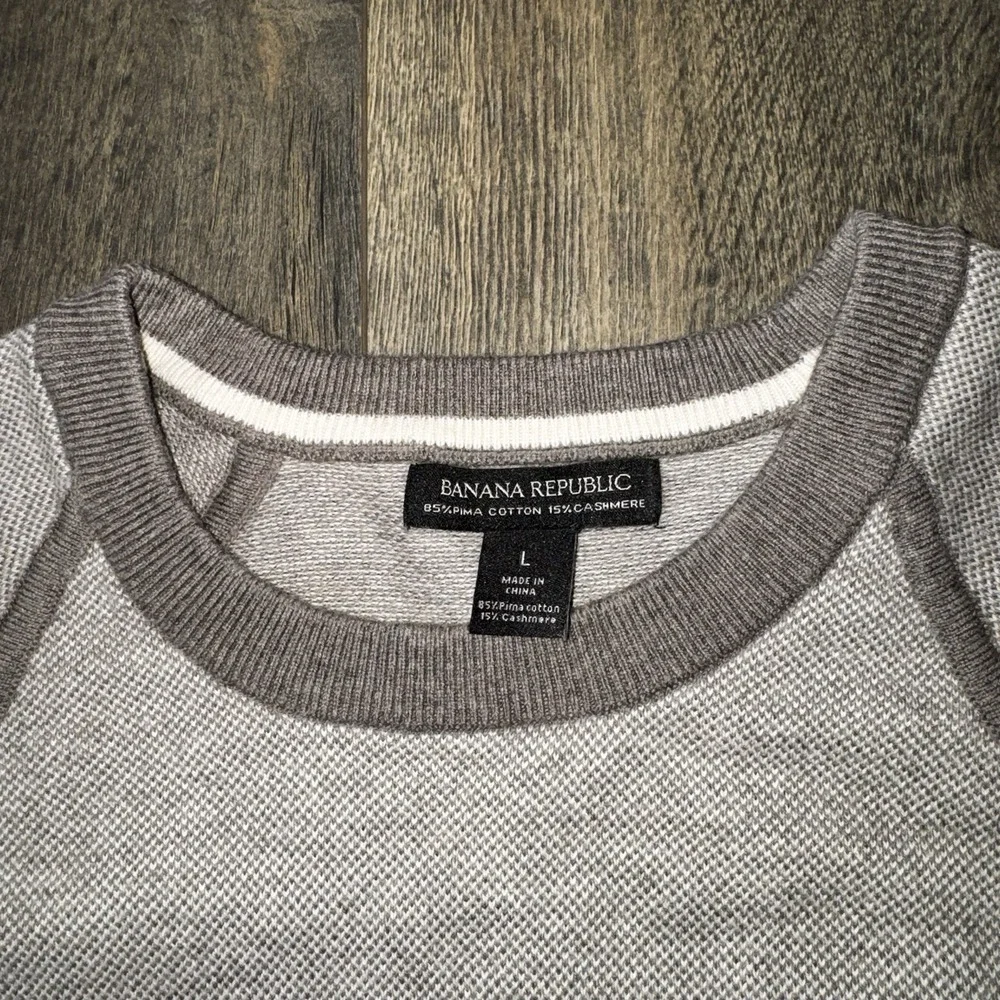 Banana‎ Republic Men's L Regular Fit Bird's Eye Stitch Cotton Cashmere Sweater
